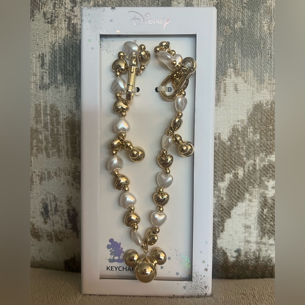 Disney Mickey Mouse Gold and Pearl Keychain - Bagcharm